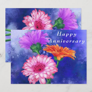 Drie kleuren Gerberas Jubileum Kaart