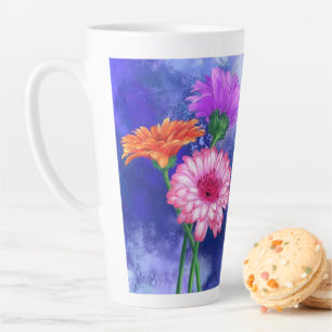 Drie kleuren Gerberas Latte Mok schilderen