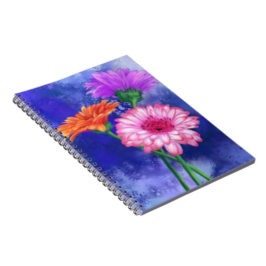 Drie kleuren-Gerberas-Notitieboek Notitieboek (Rechterzijde)