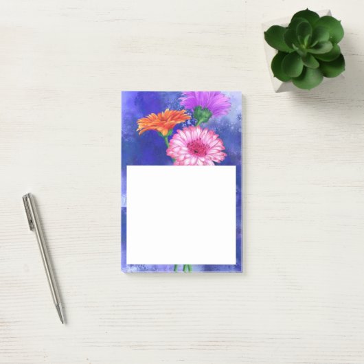 Drie kleuren Gerberas Post it Notes (Kantoor)