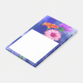 Drie kleuren Gerberas Post it Notes (Schuin)