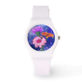 Drie kleuren-Gerberas-schilderhorloge Horloge