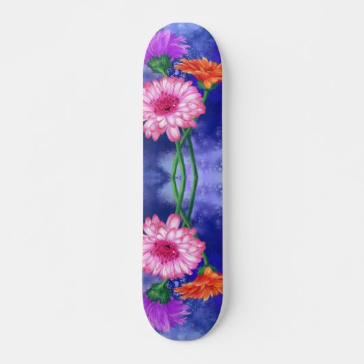 Drie kleuren gerberas skateboard - Schilderen (Voorkant)