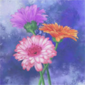 Drie kleuren Gerberas-Sticker - Schilderen Sticker (Voorkant)