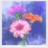 Drie kleuren Gerberas-Sticker - Schilderen Sticker (Vel)