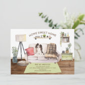 Drie kleuren King Charles Spaniel Bewegende Aankon Kaart (Staand voorkant)