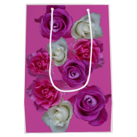 Drie kleuren Rozen Patroon Gift Bag Medium Cadeauzakje (Achterkant)