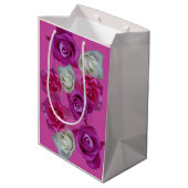 Drie kleuren Rozen Patroon Gift Bag Medium Cadeauzakje (Achterkant Gekanteld)