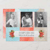 Drie kleurenblokken met foto's feestdagenkaart (Voorkant / Achterkant)