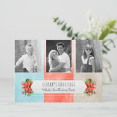 Drie kleurenblokken met foto's feestdagenkaart (Staand voorkant)