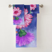 Drie kleurenset met gerberas Bath Bad Handdoek (Insitu)