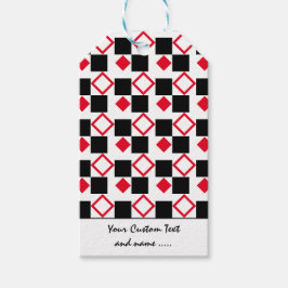 Drie kleurenvierkant & Rood, zwart, wit/patroon Cadeaulabel