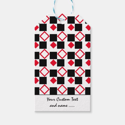 Drie kleurenvierkant & Rood, zwart, wit/patroon Cadeaulabel (Voorkant)