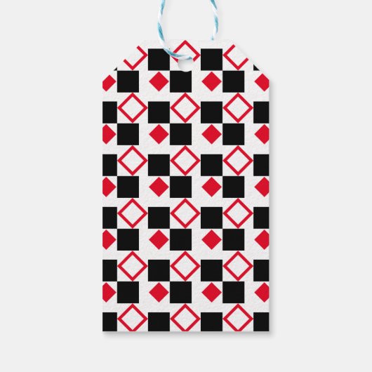 Drie kleurenvierkant & Rood, zwart, wit/patroon Cadeaulabel (Achterkant)