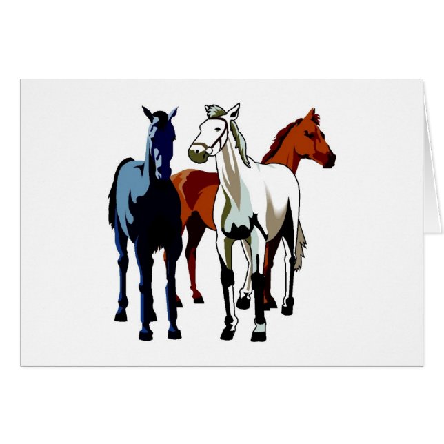 Drie kleurige paardenstandaard Tall Equine Theme (Voorkant Horizontaal)