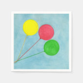 Drie kleurrijke ballonnen partij papieren servette servetten (Voorkant)