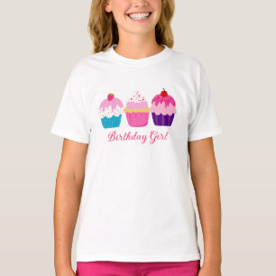 Drie kleurrijke cupcakes - Birthday Girl T-shirt