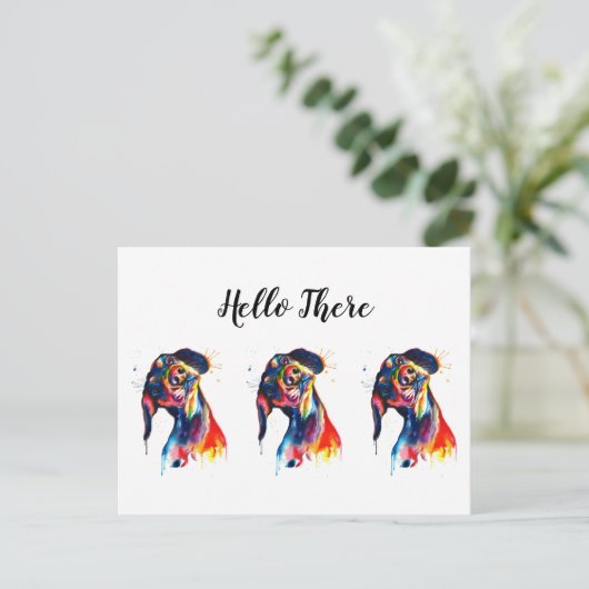 Drie kleurrijke Dachshunds Briefkaart (Staand voorkant)