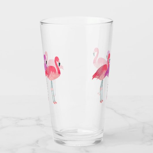 Drie kleurrijke flamingo's glas (Links)