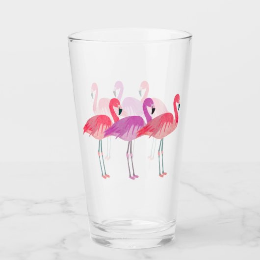 Drie kleurrijke flamingo's glas (Voorkant)