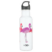 Drie kleurrijke Flamingos Monogram Waterfles (Voorkant)