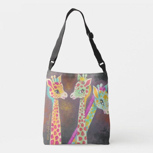 Drie kleurrijke Giraffes Crossbody Tas (Achterkant)
