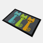 Drie kleurrijke kattendeurmat, Dierenvrienden Deurmat (Schuin)