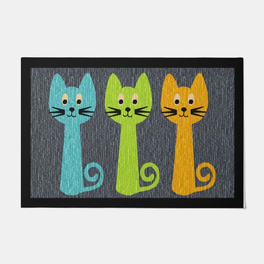 Drie kleurrijke kattendeurmat, Dierenvrienden Deurmat (Voorkant)