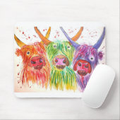 Drie kleurrijke koeien muismat (Met muis)