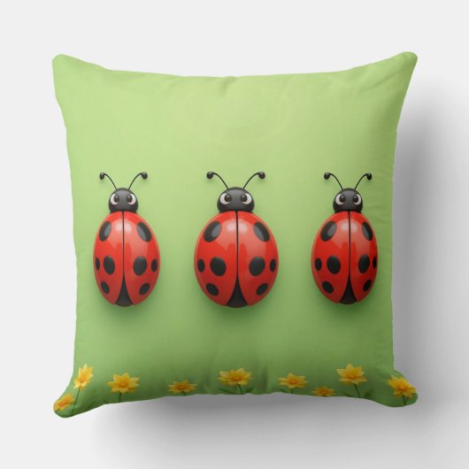 Drie kleurrijke lieveheersbeestjes kussen (Achterkant)