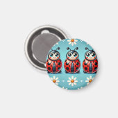 Drie kleurrijke lieveheersbeestjes op blauwe achte magneet (Voorkant / Achterkant)