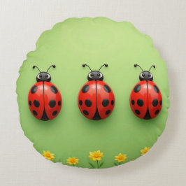 Drie Kleurrijke Lieveheersbeestjes Rond Kussen