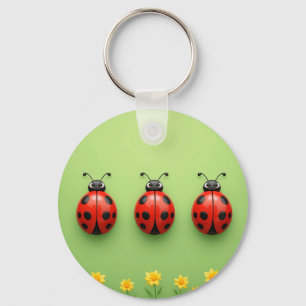 Drie Kleurrijke Lieveheersbeestjes Sleutelhanger