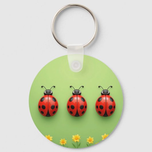 Drie Kleurrijke Lieveheersbeestjes Sleutelhanger (Voorkant)