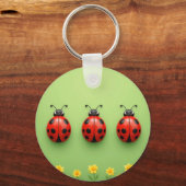 Drie Kleurrijke Lieveheersbeestjes Sleutelhanger (Achterkant)