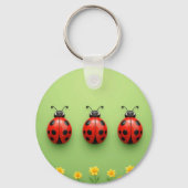 Drie Kleurrijke Lieveheersbeestjes Sleutelhanger (Achterkant)