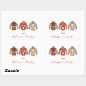 Drie kleurrijke, lomp-kerstfamilie, cadeau rechthoekige sticker (Vel)