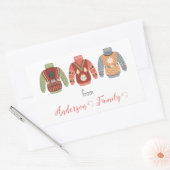 Drie kleurrijke, lomp-kerstfamilie, cadeau rechthoekige sticker (Envelop)