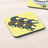 Drie kleurrijke mozaïekolifanten onderzetter (Linkerzijde)