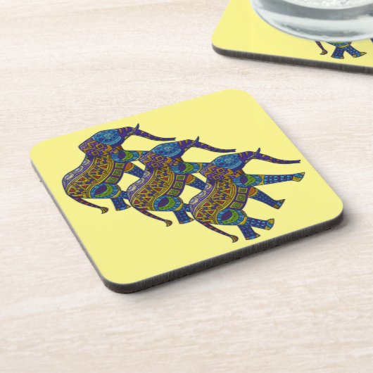 Drie kleurrijke mozaïekolifanten onderzetter (Linkerzijde)