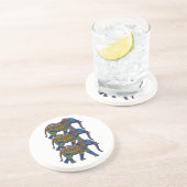 Drie kleurrijke mozaïekolifanten zandsteen onderzetter (Zijkant)