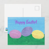 Drie kleurrijke paaseieren in het groene gras Brie Feestdagenkaart (Voorkant / Achterkant)