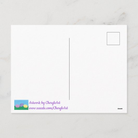 Drie kleurrijke paaseieren in het groene gras Brie Feestdagenkaart (Achterkant)