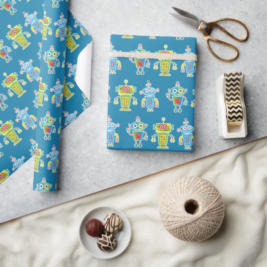 Drie Kleurrijke Robots Inpakpapier (Crafts)