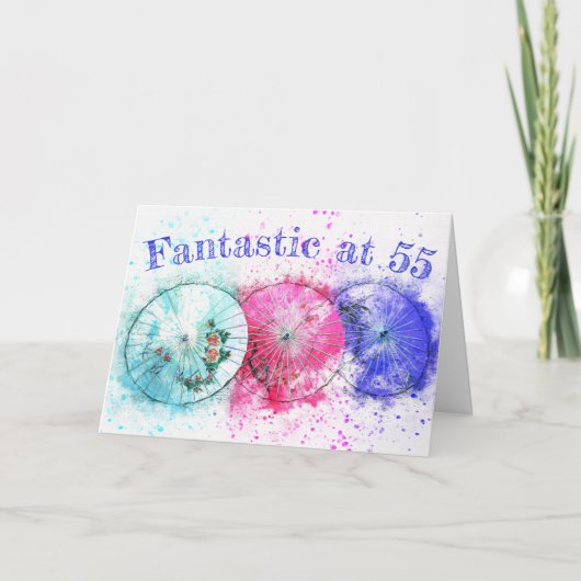 Drie kleurrijke Tropische Cocktail Umbrella-Sjablo Kaart (Voorkant)