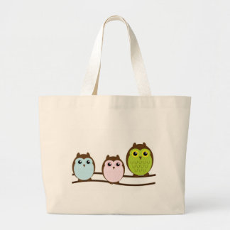 Drie Kleurrijke Uilen Grote Tote Bag