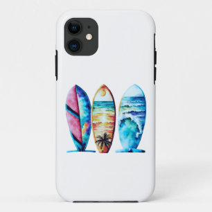 Drie kleurrijke Waterverf Surfboards Case-Mate iPhone Case