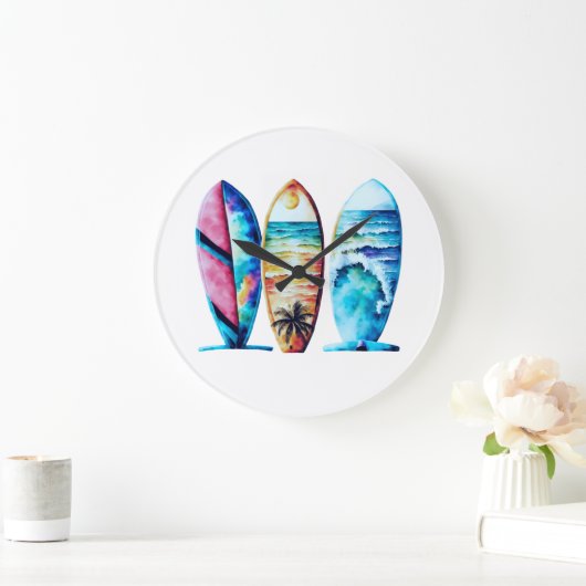Drie kleurrijke Waterverf Surfboards Grote Klok (Huis)