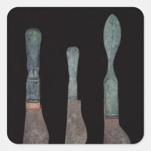 Drie Knives uit Pompeii, Roman, c.100 BC-79 AD Vierkante Sticker