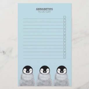 Drie knuppende Baby pinguïnkuikens om een lijst o Briefpapier